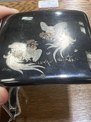 Lot 23 - Alfred Dunhill, white metal, niello and inlaid cigarette case