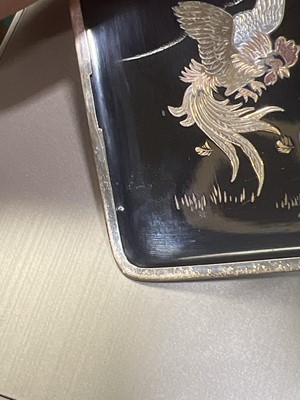 Lot 23 - Alfred Dunhill, white metal, niello and inlaid cigarette case