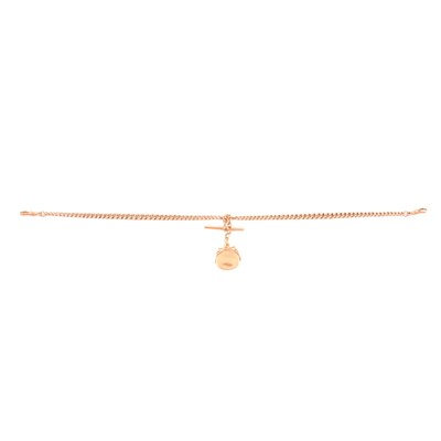 Lot 260 - A 9 carat yellow gold double albert watch chain with fob.