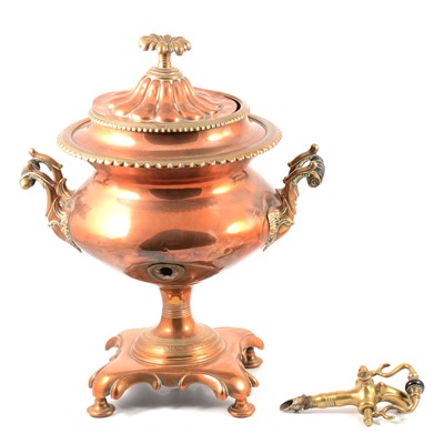 Lot 136 - Copper and brass samovar
