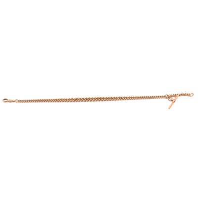 Lot 261 - A 9 carat yellow gold single Albert watch chain.
