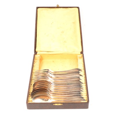 Lot 231 - Set of eight French white metal dessert forks and spoons