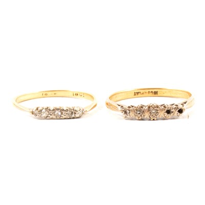 Lot 89 - Two half hoop rings mark 18ct and Plat.