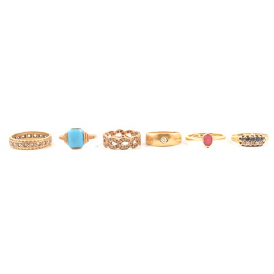 Lot 88 - Six gold dress rings.