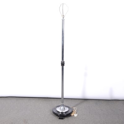 Lot 34 - Art Deco style chrome and ebonised standard lamp