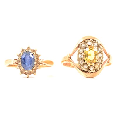 Lot 81 - Two 9 carat gold gemset rings.