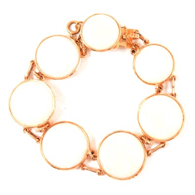 Lot 179 - A cabochon cut seven stone opal bracelet.