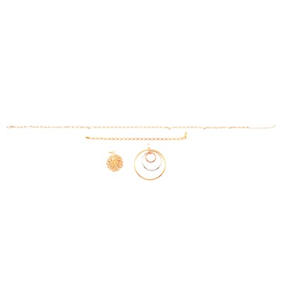 Lot 215A - A 9 carat gold modern pendant, bracelet, necklace and pendant.