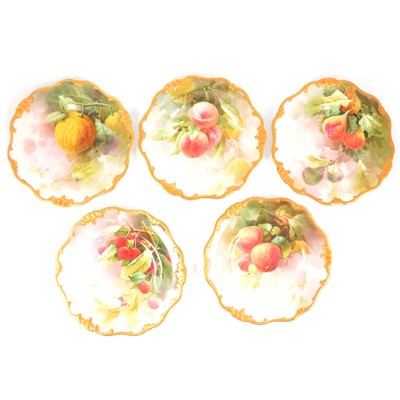 Lot 27 - Set of five Royal Doulton cabinet plates, fruit painted