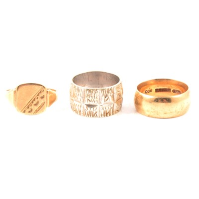 Lot 97 - Three 9 carat gold rings.