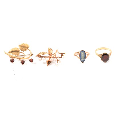 Lot 231 - Two ring and two brooches.