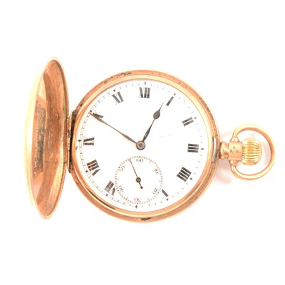 Lot 264 - A 9 carat yellow gold full hunter pocket watch.