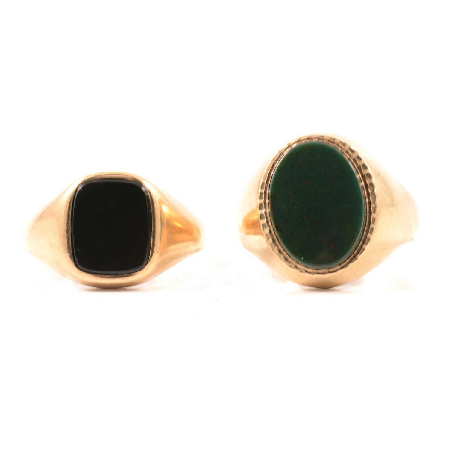 Lot 95 - Two stone set signet rings.