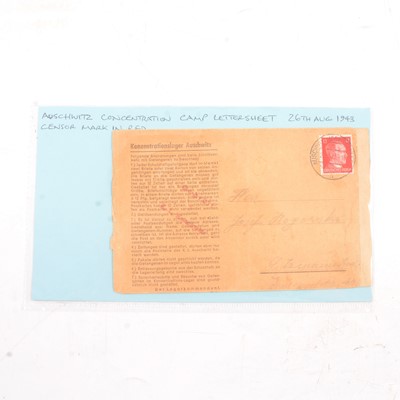 Lot 222 - 1943 Auschwitz Concentration Camp letter