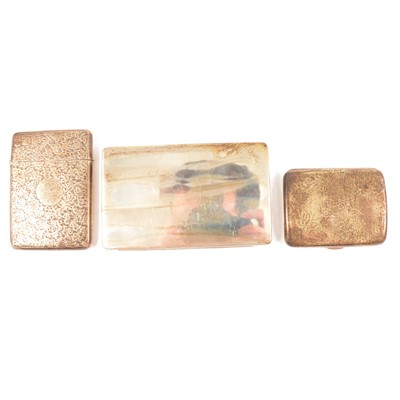 Lot 229 - Egyptian white metal cigarette box and two silver cigarette cases.