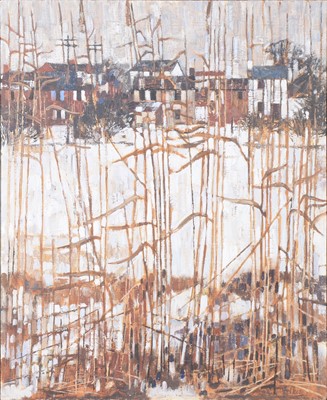 Lot 74 - Peter Folkes, Bullrushes before snow