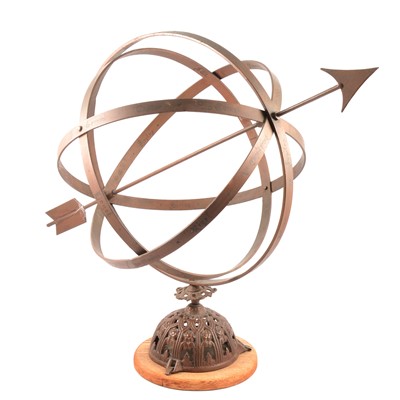 Lot 200 - Modern armillary, oak plinth, height 53cm..