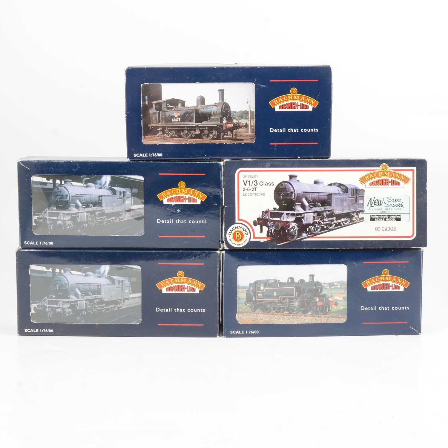 Lot 72 - Five Bachmann OO gauge model railway locomotive including 31-450 Ivatt tank 41224
