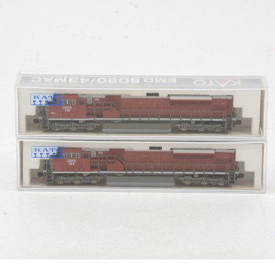 Lot 565 - Two Kato N gauge model railway locomotives, SD90/43MAC CEFX