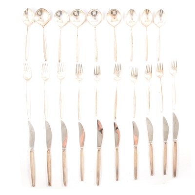 Lot 53 - Tias Eckhoff for Georg Jensen, a part suite of silver cutlery, 'Cypress' pattern