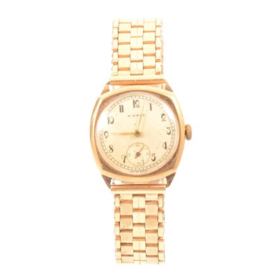Lot 320 - Pierce - a gentleman's  9 carat yellow gold wristwatch.