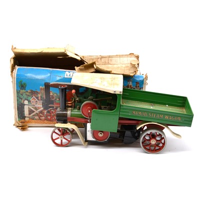 Lot 1 - Mamod live steam SW1 steam wagon, green body, boxed.