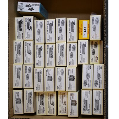 Lot 95 - Thirty-three Kadee Cars Logging HO gauge model railway log trucks and others