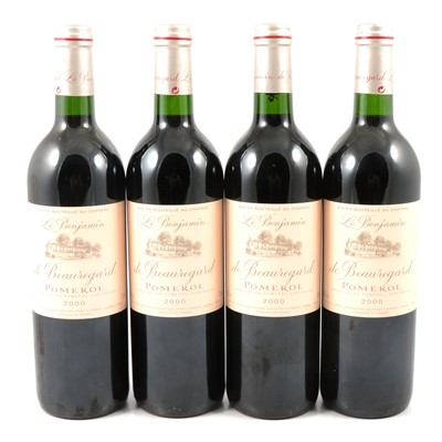 Lot 523 - 2000 Le Benjamin de Beauregard, Pomerol - 4 bottles