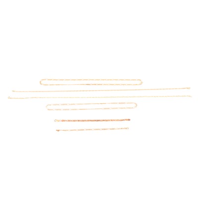 Lot 217 - Four 9 carat yellow gold neck chains and two bracelets.