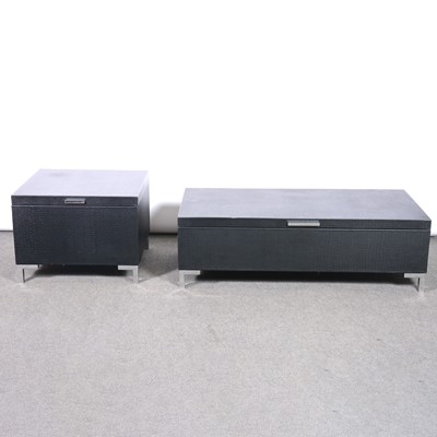 Lot 534 - Contemporary simulated crocodile leather rectangular storage box and another similar