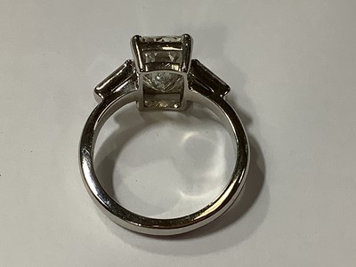 Lot 15 - A diamond solitaire ring, emerald step cut stone, 2.62 carats.