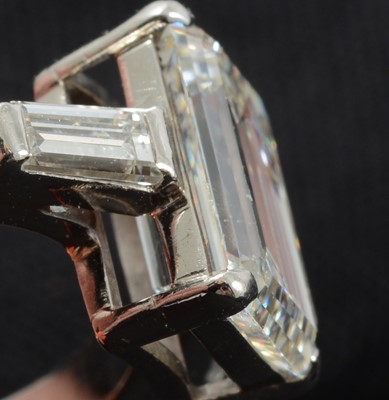 Lot 15 - A diamond solitaire ring, emerald step cut stone, 2.62 carats.