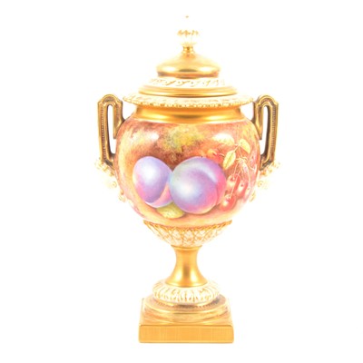 Lot 27 - Royal Worcester fruit painted vase and cover, Brian Leaman