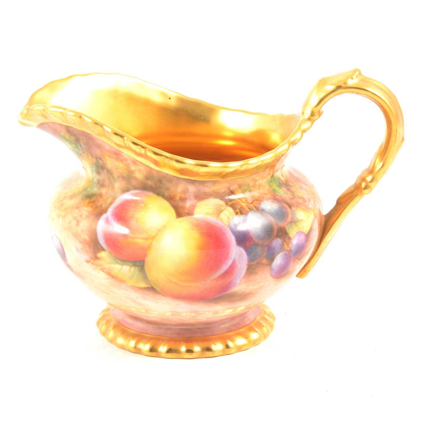 Lot 24 - Royal Worcester fruit painted jug, Peter Platt