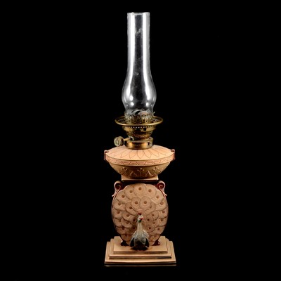 Lot 42 - A rare Wedgwood pottery oil lamp, Art Nouveau style