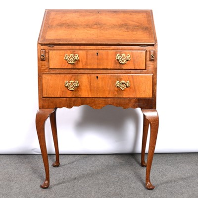Lot 484 - Queen Anne style walnut bureau, 20th Century