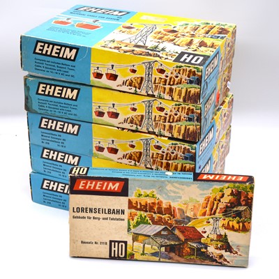 Lot 116 - Five Eheim HO gauge model railway cable car systems and a building
