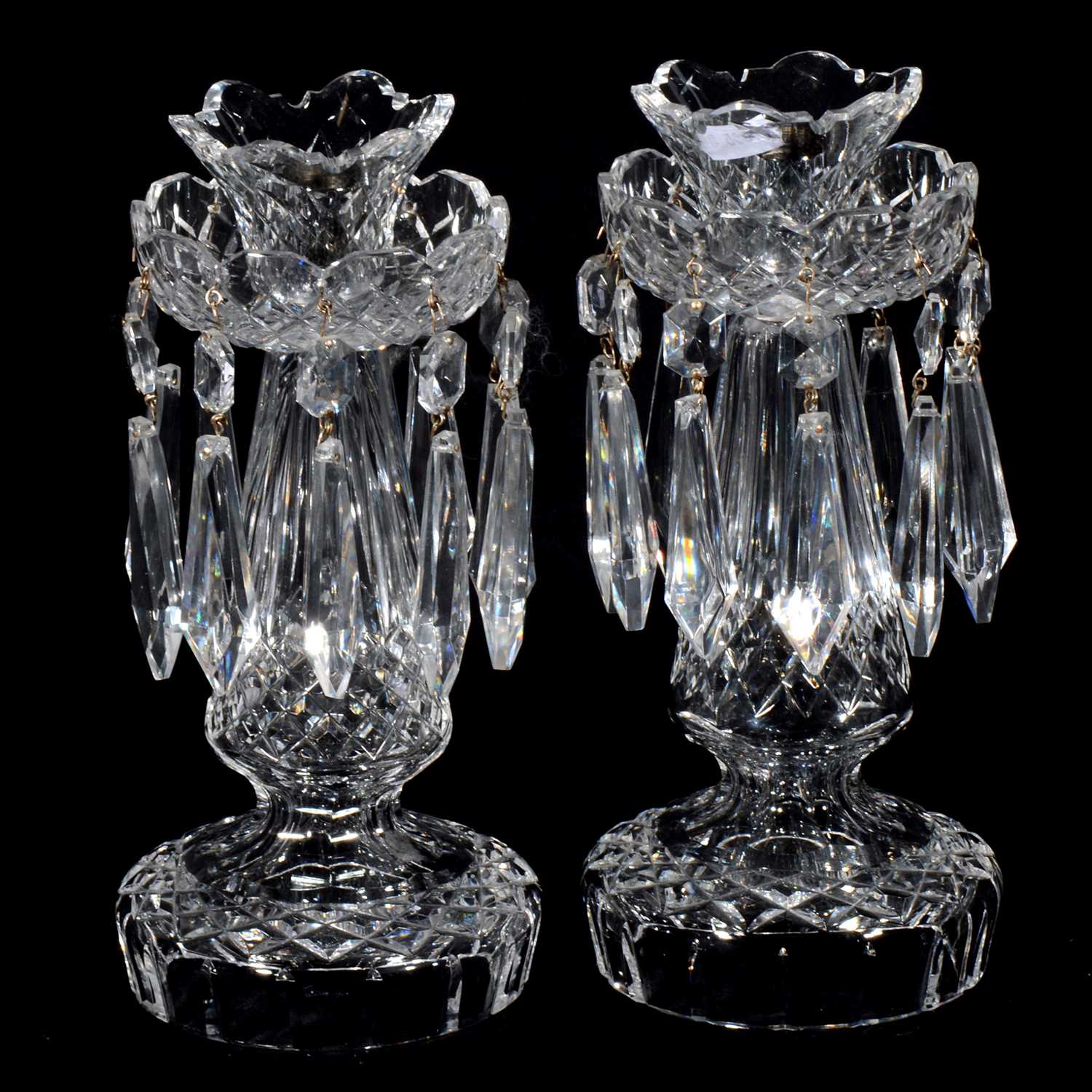 Lot 19 - Pair of Waterford cut glass lustres