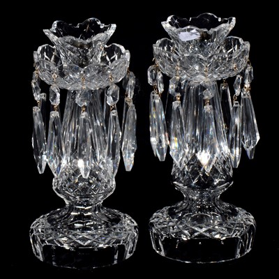 Lot 19 - Pair of Waterford cut glass lustres