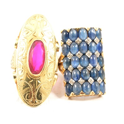 Lot 53 - Two large gemset dress rings.
