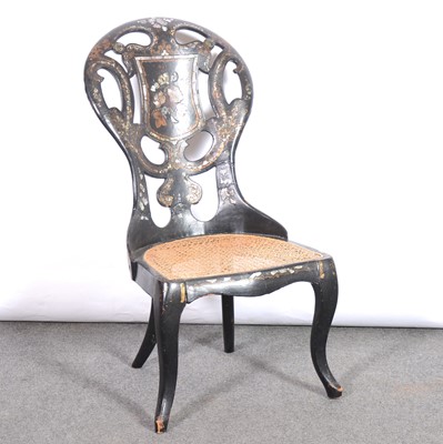 Lot 469 - Victorian papier-mache chair and a nest of quartetto tables