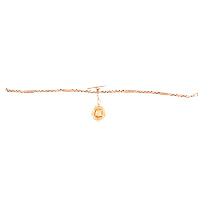 Lot 273 - A rose metal double Albert watch chain.
