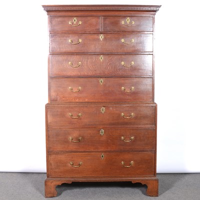 Lot 229 - George III oak chest on chest