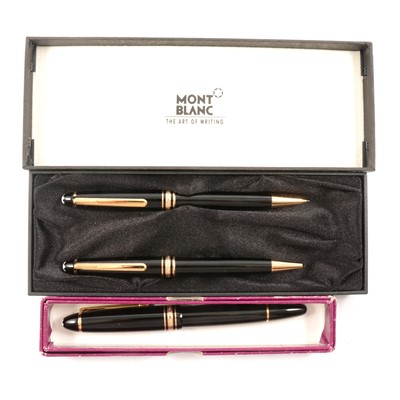 Lot 473 - A Mont Blanc Meisterstück Fountain Pen, Ballpoint Pen and Propelling Pencil.