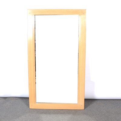 Lot 472 - Large light oak framed wall mirror, by Mark Elliot