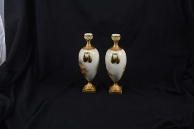 Lot 28 - Pair of Royal Worcester vases, Harry Stinton, 1912