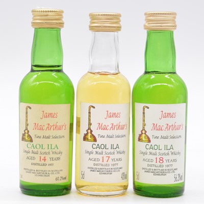Lot 631 - Caol Ila 1977, three single malt whisky miniature bottlings