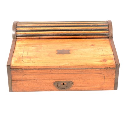 Lot 170 - Walnut tambour-topped writing slope, and three other boxes