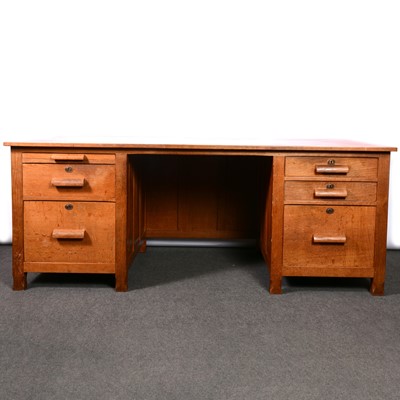 Lot 64 - Derek "Lizardman" Slater oak twin pedestal desk