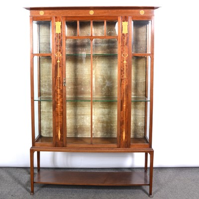 Lot 45 - English Art Nouveau inlaid mahogany china cabinet